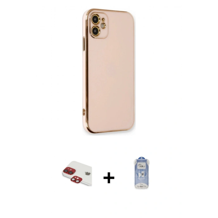MARSİLYAN™- iPhone 11 Kılıf Yankı Serisi - Siyah Joko Magic 5D Cam + Pers Alüminyum Kamera Lens - KI