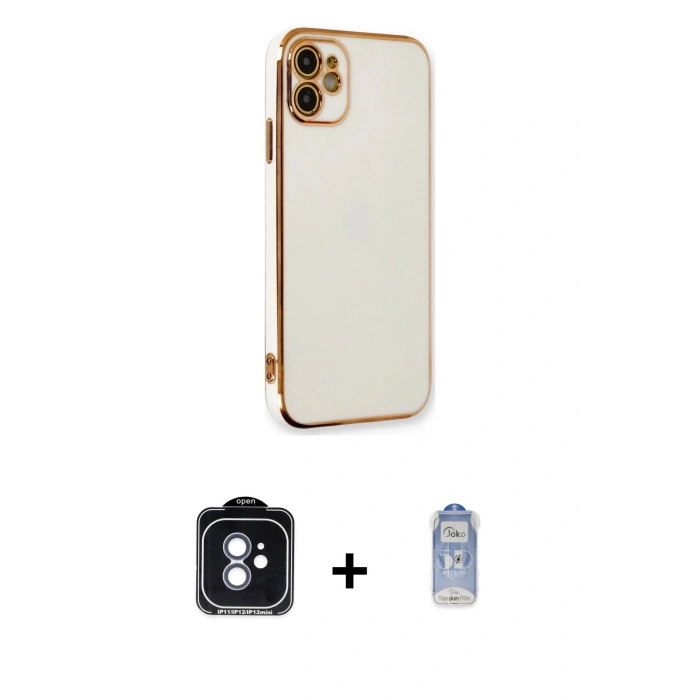 MARSİLYAN™- iPhone 11 Kılıf Yankı Serisi - Siyah Joko Magic 5D Cam + PVD Metal Kamera Lens - MI
