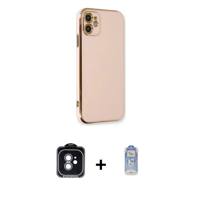 MARSİLYAN™- iPhone 11 Kılıf Yankı Serisi - Siyah Joko Magic 5D Cam + PVD Metal Kamera Lens - MI