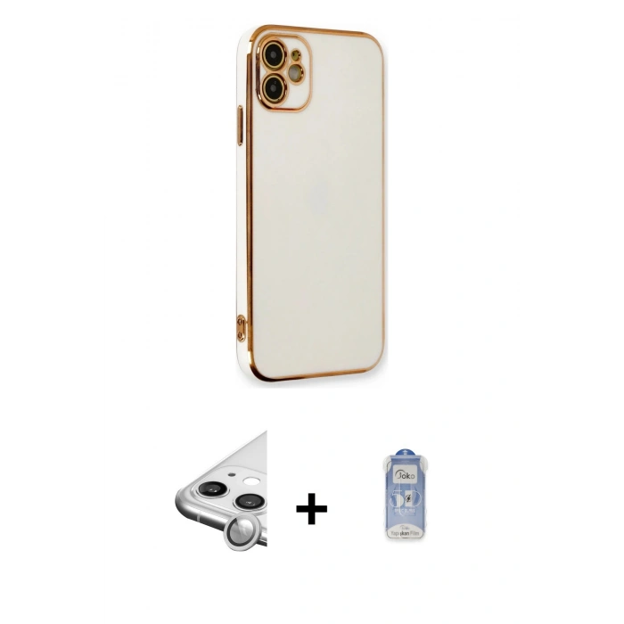 MARSİLYAN™- iPhone 11 Kılıf Yankı Serisi - Siyah Joko Magic 5D Cam + Raze Metal Kamera Lens - GS