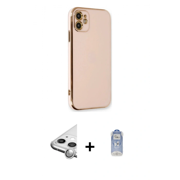 MARSİLYAN™- iPhone 11 Kılıf Yankı Serisi - Siyah Joko Magic 5D Cam + Raze Metal Kamera Lens - GS