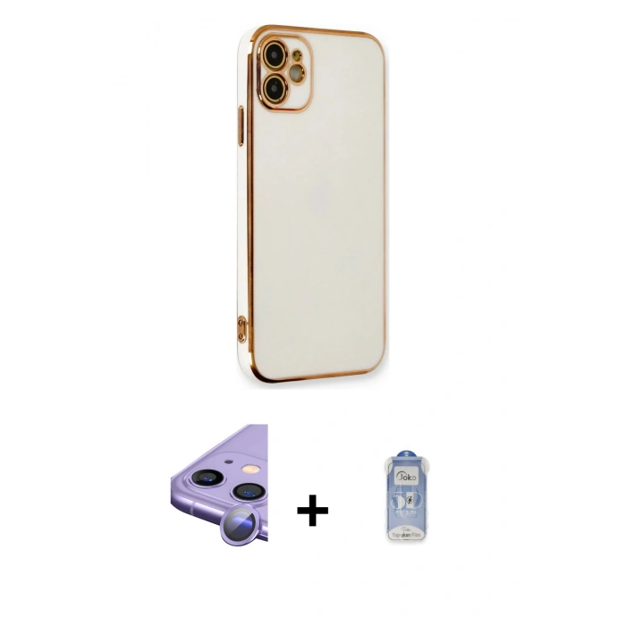 MARSİLYAN™- iPhone 11 Kılıf Yankı Serisi - Siyah Joko Magic 5D Cam + Raze Metal Kamera Lens - MR