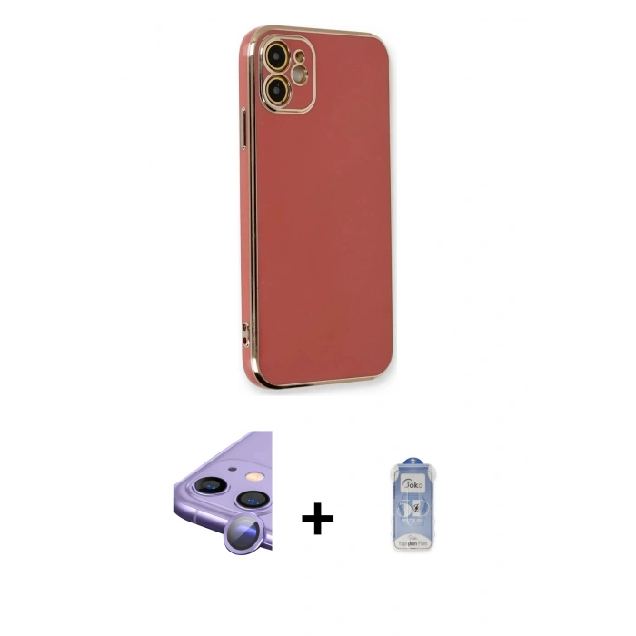 MARSİLYAN™- iPhone 11 Kılıf Yankı Serisi - Siyah Joko Magic 5D Cam + Raze Metal Kamera Lens - MR