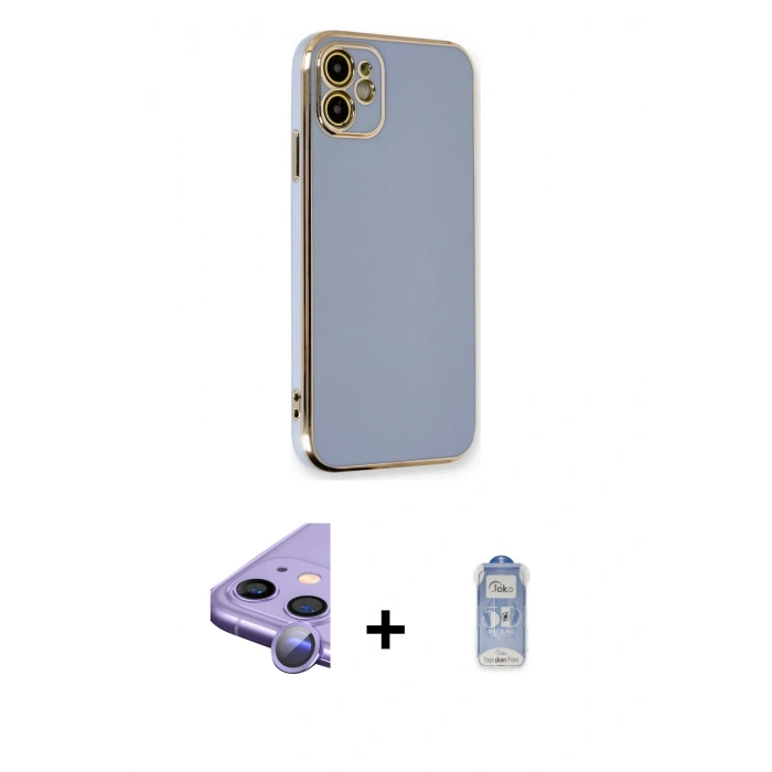 MARSİLYAN™- iPhone 11 Kılıf Yankı Serisi - Siyah Joko Magic 5D Cam + Raze Metal Kamera Lens - MR