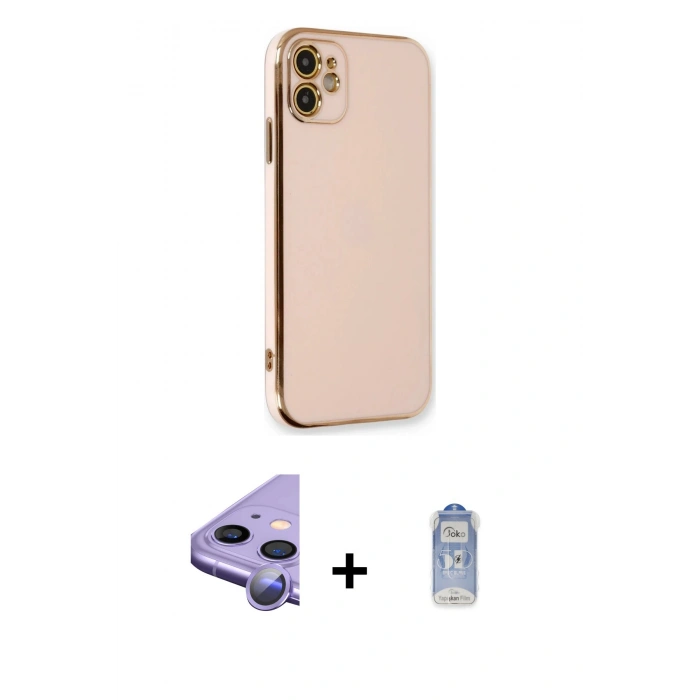 MARSİLYAN™- iPhone 11 Kılıf Yankı Serisi - Siyah Joko Magic 5D Cam + Raze Metal Kamera Lens - MR