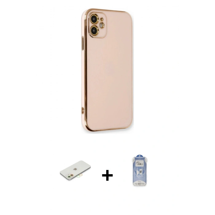 MARSİLYAN™- iPhone 11 Kılıf Yankı Serisi - Siyah Joko Magic 5D Cam + Renkli Kamera Lens Koruma Cam - TU