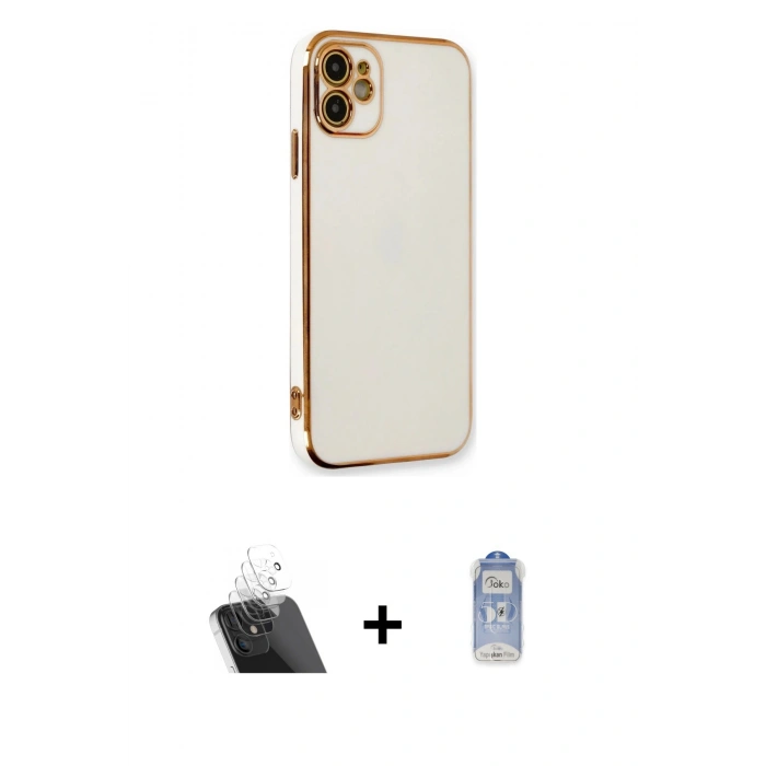 MARSİLYAN™- iPhone 11 Kılıf Yankı Serisi - Siyah Joko Magic 5D Cam + Kamera Lens Koruma Cam - SF