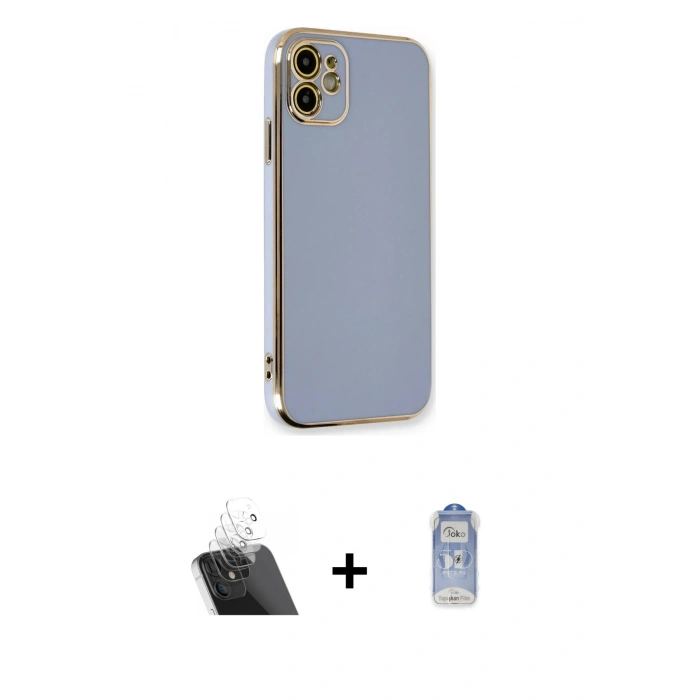 MARSİLYAN™- iPhone 11 Kılıf Yankı Serisi - Siyah Joko Magic 5D Cam + Kamera Lens Koruma Cam - SF