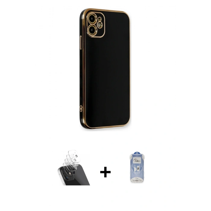 MARSİLYAN™- iPhone 11 Kılıf Yankı Serisi - Siyah Joko Magic 5D Cam + Kamera Lens Koruma Cam - SF
