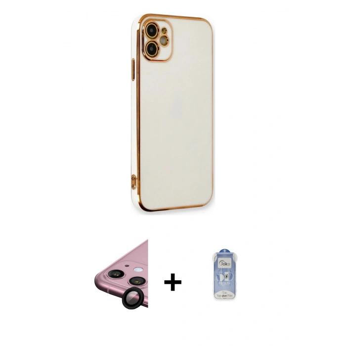 MARSİLYAN™- iPhone 11 Kılıf Yankı Serisi - Siyah Joko Magic 5D Cam + Siyah Raze Metal Kamera Lens