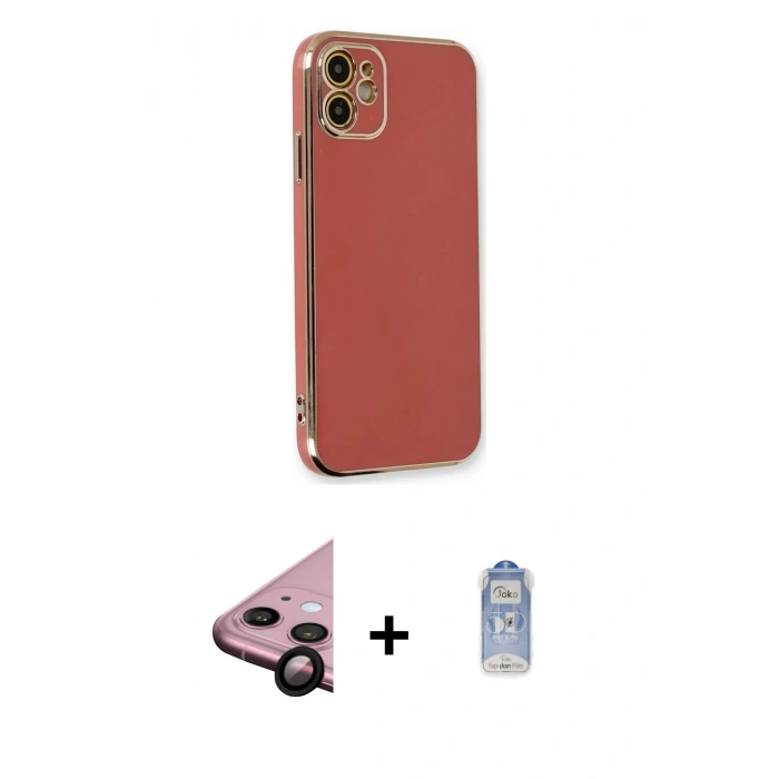 MARSİLYAN™- iPhone 11 Kılıf Yankı Serisi - Siyah Joko Magic 5D Cam + Siyah Raze Metal Kamera Lens