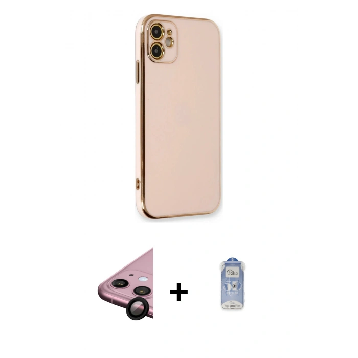 MARSİLYAN™- iPhone 11 Kılıf Yankı Serisi - Siyah Joko Magic 5D Cam + Siyah Raze Metal Kamera Lens