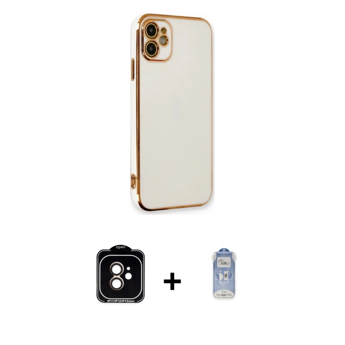 MARSİLYAN™- iPhone 11 Kılıf Yankı Serisi - Siyah Joko Magic 5D Cam + PVD Metal Kamera Lens - TU