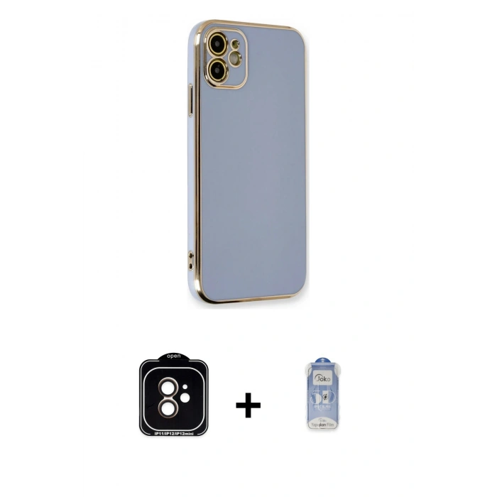 MARSİLYAN™- iPhone 11 Kılıf Yankı Serisi - Siyah Joko Magic 5D Cam + PVD Metal Kamera Lens - TU