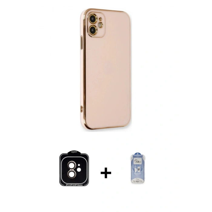MARSİLYAN™- iPhone 11 Kılıf Yankı Serisi - Siyah Joko Magic 5D Cam + PVD Metal Kamera Lens - TU