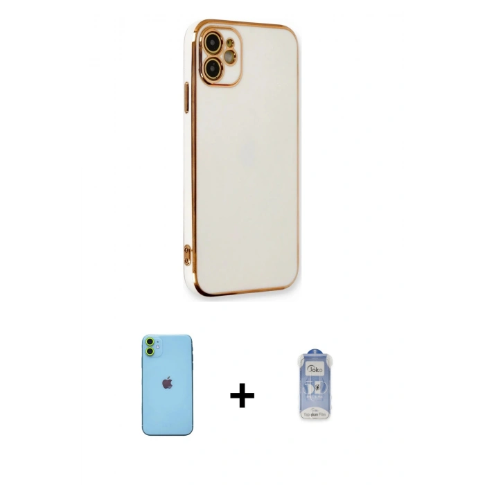 MARSİLYAN™- iPhone 11 Kılıf Yankı Serisi - Siyah Joko Magic 5D Cam + Neon Fosforlu Kamera Lens - YL