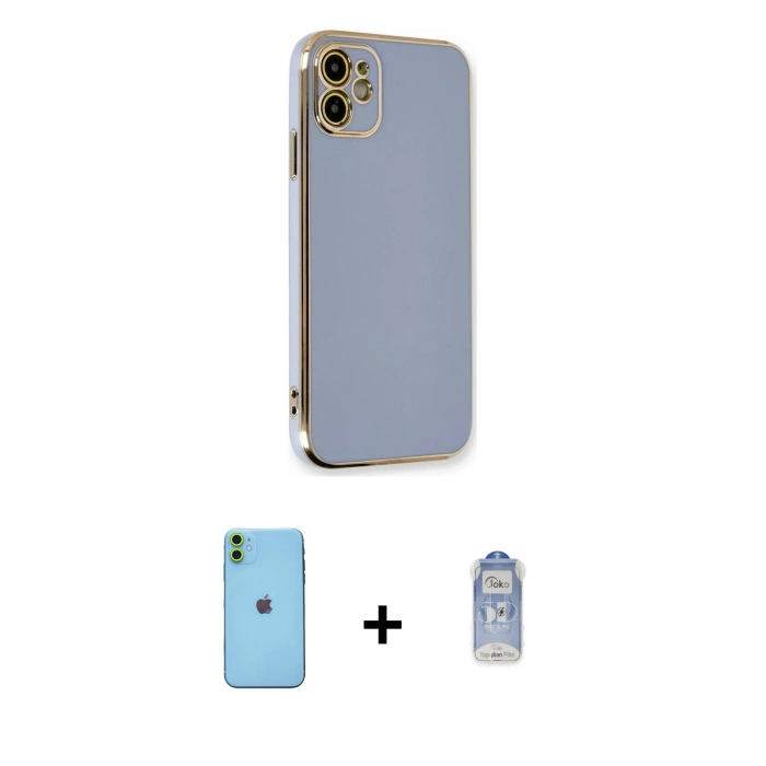 MARSİLYAN™- iPhone 11 Kılıf Yankı Serisi - Siyah Joko Magic 5D Cam + Neon Fosforlu Kamera Lens - YL