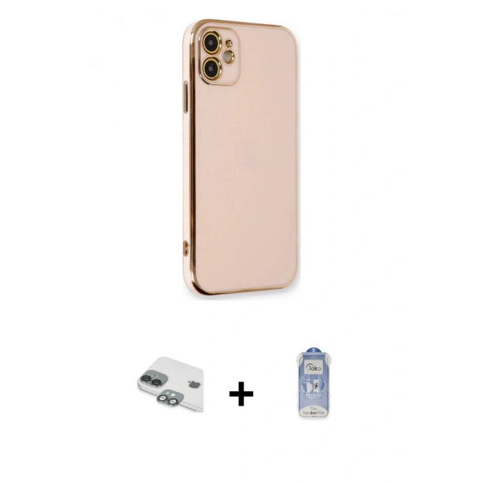 MARSİLYAN™- iPhone 11 Kılıf Yankı Serisi - Siyah Joko Magic 5D Cam + Yeşil Pers Alüminyum Kamera Lens