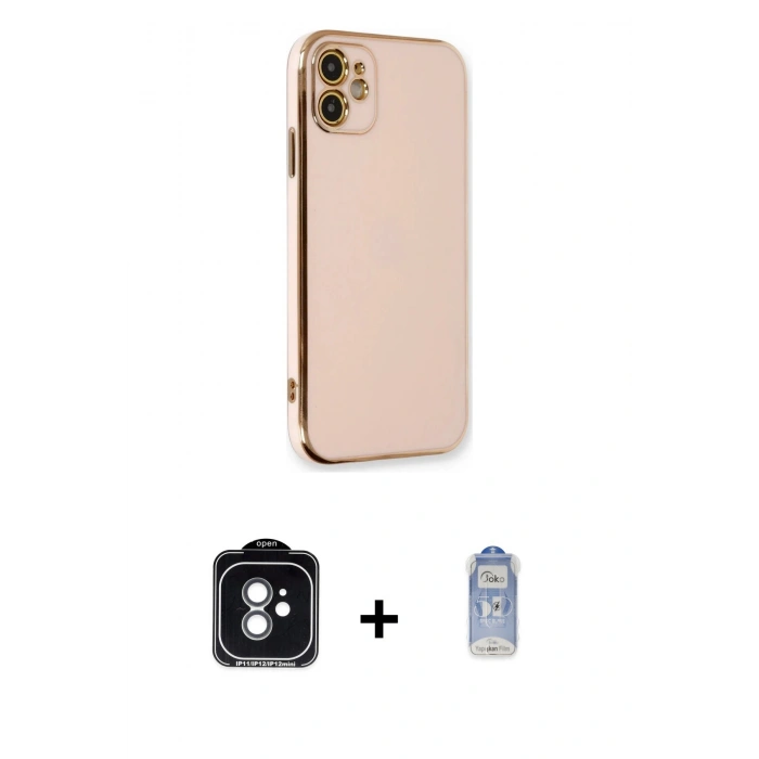 MARSİLYAN™- iPhone 11 Kılıf Yankı Serisi - Siyah Joko Magic 5D Cam + PVD Metal Kamera Lens - YL