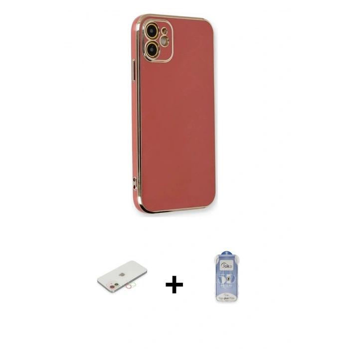 MARSİLYAN™- iPhone 11 Kılıf Yankı Serisi - Siyah Joko Magic 5D Cam + Renkli Kamera Lens Koruma Cam - YL