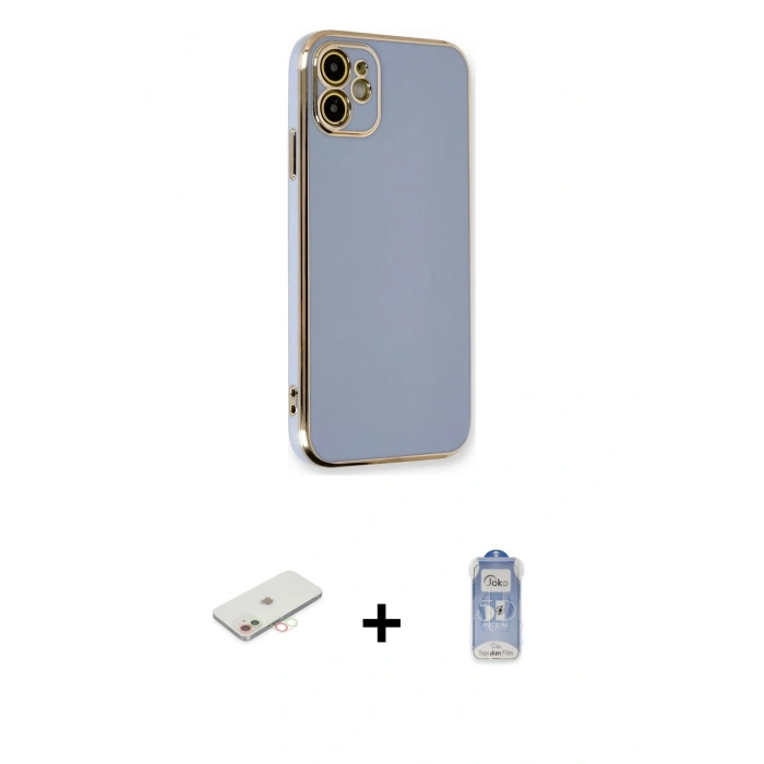 MARSİLYAN™- iPhone 11 Kılıf Yankı Serisi - Siyah Joko Magic 5D Cam + Renkli Kamera Lens Koruma Cam - YL