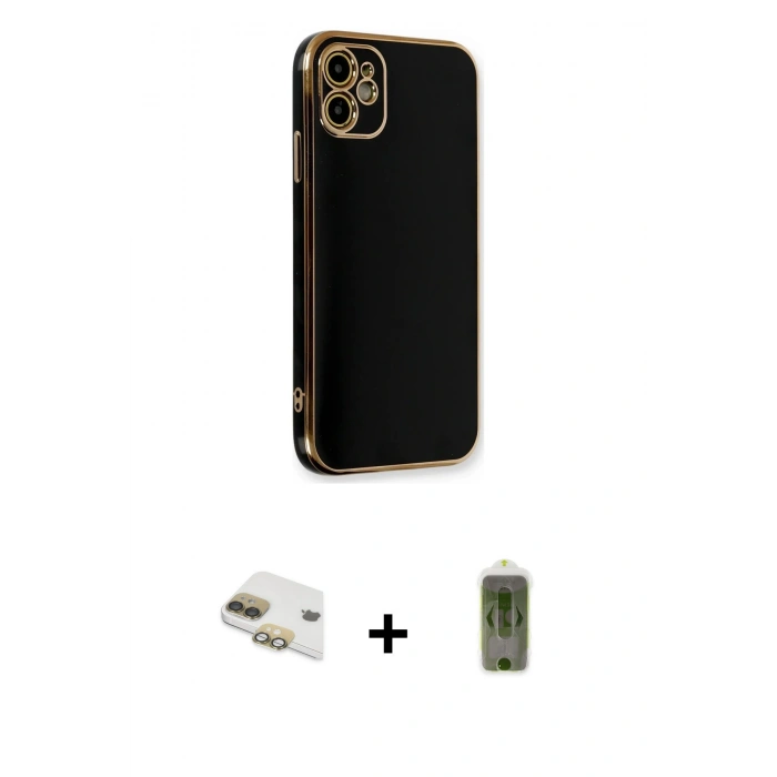 MARSİLYAN™- iPhone 11 Kılıf Yankı Serisi - Siyah Joko Magic 5D Hayalet Cam + Pers Alüminyum Kamera Lens - GD