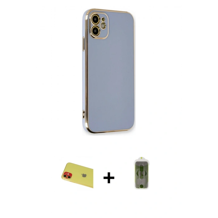 MARSİLYAN™- iPhone 11 Kılıf Yankı Serisi - Siyah Joko Magic 5D Hayalet Cam + Kırmızı Rainbow Kamera Lens Koruma Cam