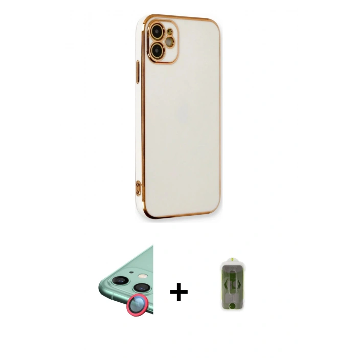 MARSİLYAN™- iPhone 11 Kılıf Yankı Serisi - Siyah Joko Magic 5D Hayalet Cam + Raze Metal Kamera Lens - KI