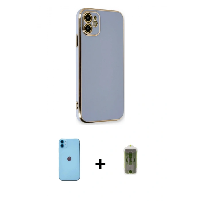 MARSİLYAN™- iPhone 11 Kılıf Yankı Serisi - Siyah Joko Magic 5D Hayalet Cam + Neon Fosforlu Kamera Lens - MI