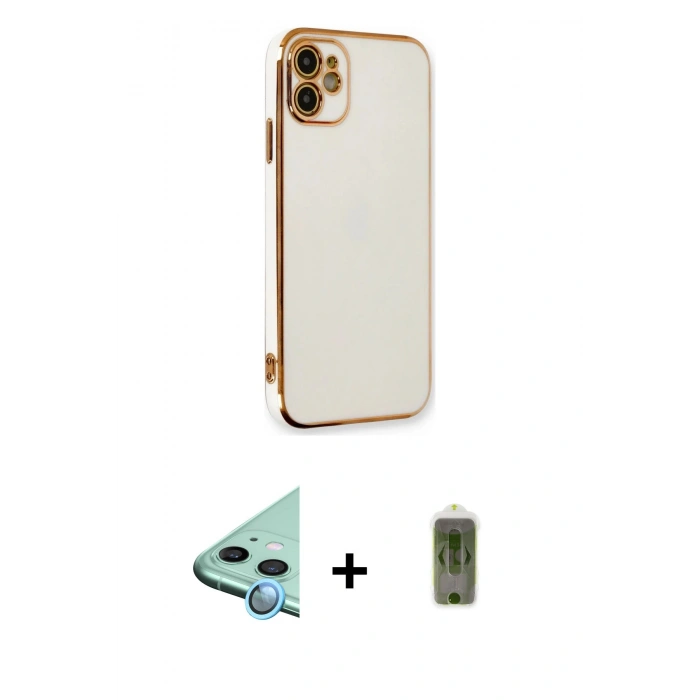 MARSİLYAN™- iPhone 11 Kılıf Yankı Serisi - Siyah Joko Magic 5D Hayalet Cam + Raze Metal Kamera Lens - MI