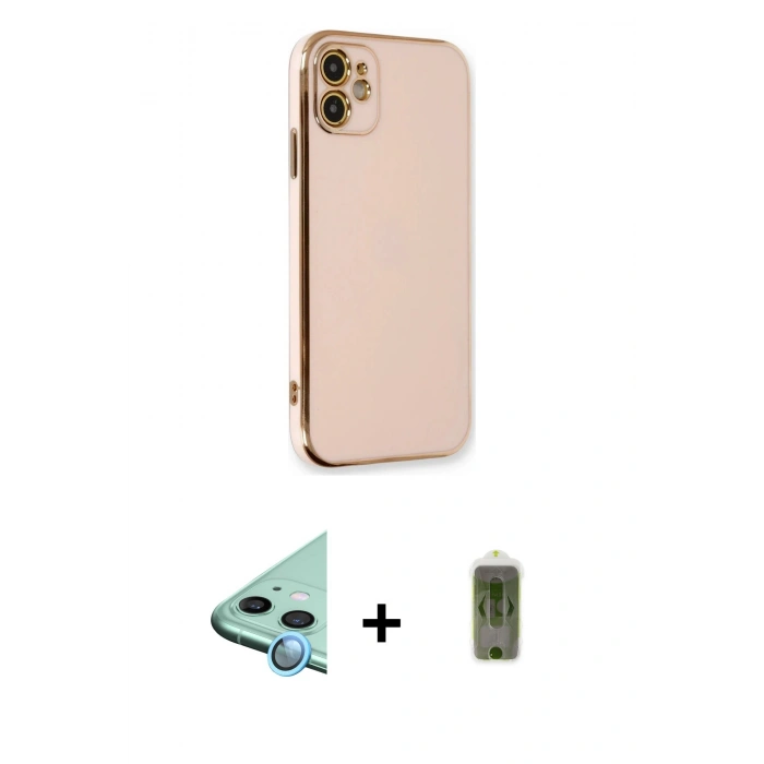 MARSİLYAN™- iPhone 11 Kılıf Yankı Serisi - Siyah Joko Magic 5D Hayalet Cam + Raze Metal Kamera Lens - MI
