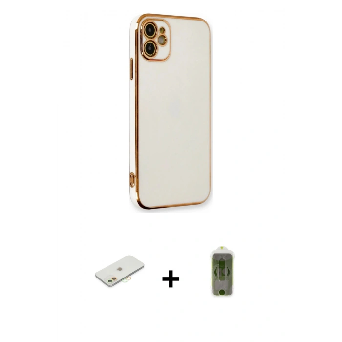 MARSİLYAN™- iPhone 11 Kılıf Yankı Serisi - Siyah Joko Magic 5D Hayalet Cam + Renkli Kamera Lens Koruma Cam - TU