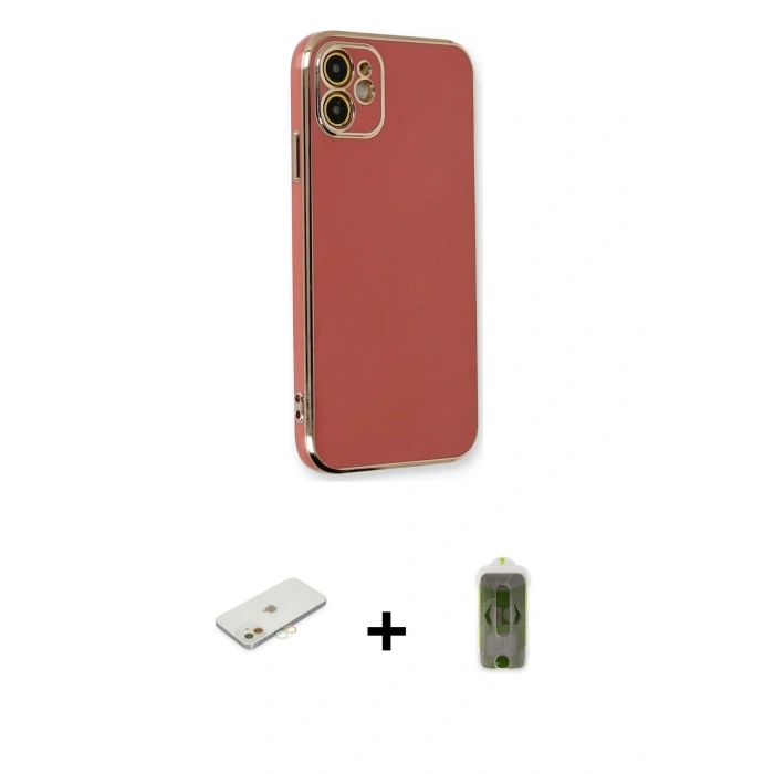 MARSİLYAN™- iPhone 11 Kılıf Yankı Serisi - Siyah Joko Magic 5D Hayalet Cam + Renkli Kamera Lens Koruma Cam - TU
