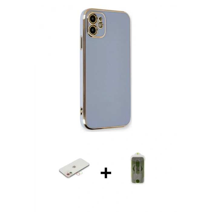 MARSİLYAN™- iPhone 11 Kılıf Yankı Serisi - Siyah Joko Magic 5D Hayalet Cam + Renkli Kamera Lens Koruma Cam - YL