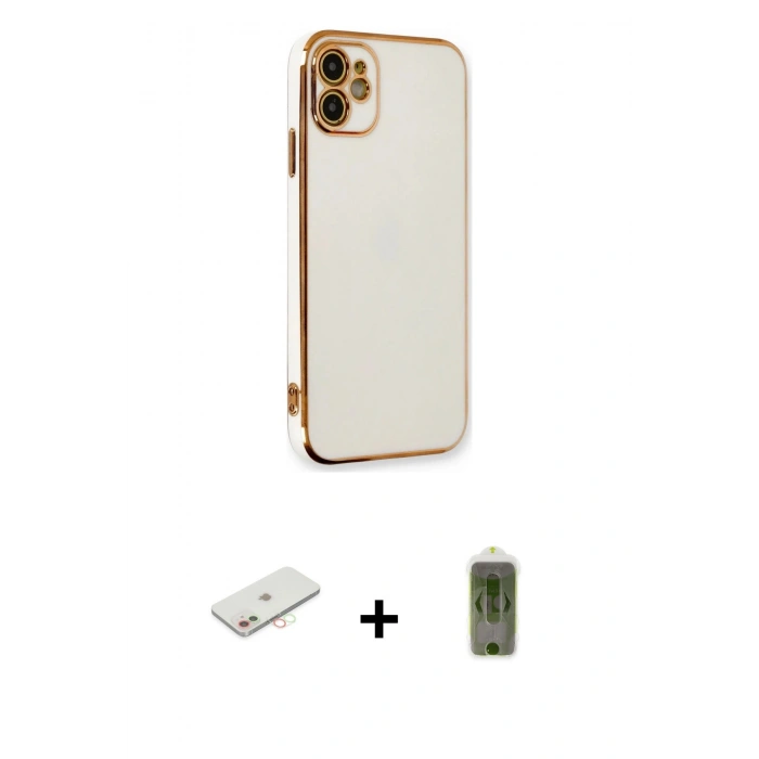 MARSİLYAN™- iPhone 11 Kılıf Yankı Serisi - Siyah Joko Magic 5D Hayalet Cam + Renkli Kamera Lens Koruma Cam - YL