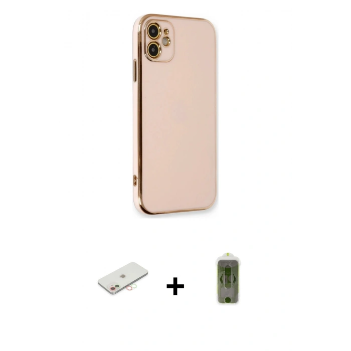 MARSİLYAN™- iPhone 11 Kılıf Yankı Serisi - Siyah Joko Magic 5D Hayalet Cam + Renkli Kamera Lens Koruma Cam - YL