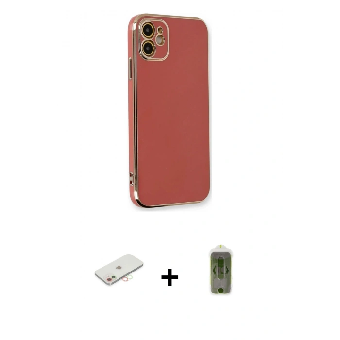MARSİLYAN™- iPhone 11 Kılıf Yankı Serisi - Siyah Joko Magic 5D Hayalet Cam + Renkli Kamera Lens Koruma Cam - YL