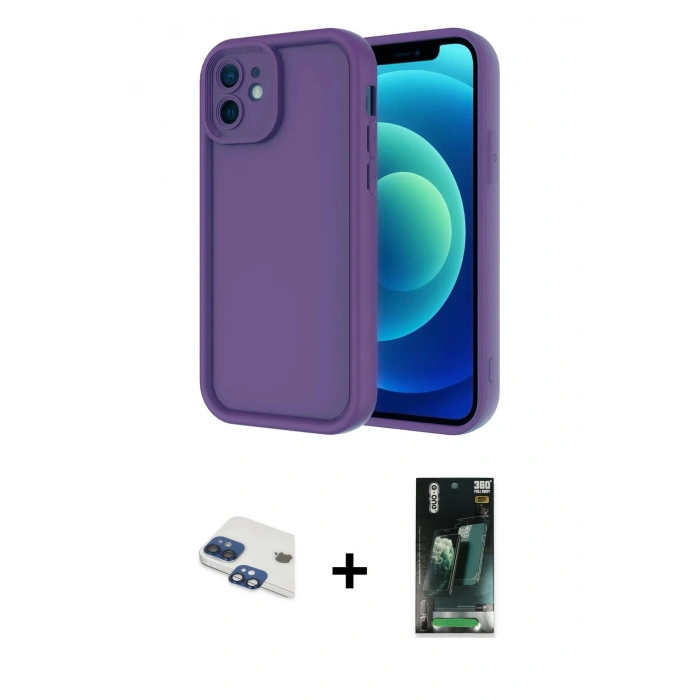 MARSİLYAN™- iPhone 11 Kılıf Yankı Yansıma Özel Seri - Şeffaf 360 Full Body Arka Koruyucu + Pers Alüminyum Kamera Lens - LT