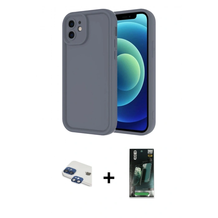 MARSİLYAN™- iPhone 11 Kılıf Yankı Yansıma Özel Seri - Şeffaf 360 Full Body Arka Koruyucu + Pers Alüminyum Kamera Lens - LT