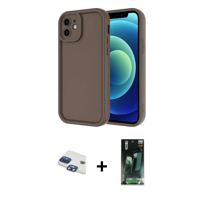 MARSİLYAN™- iPhone 11 Kılıf Yankı Yansıma Özel Seri - Şeffaf 360 Full Body Arka Koruyucu + Pers Alüminyum Kamera Lens - LT