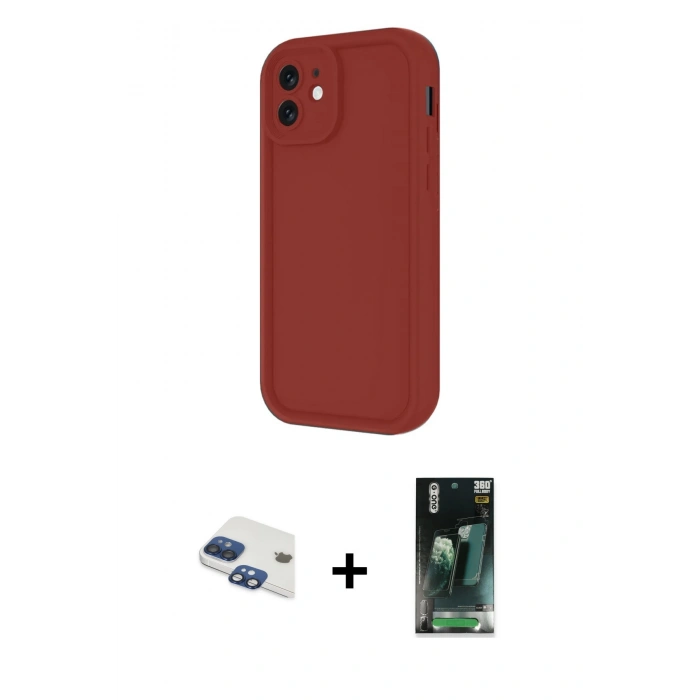 MARSİLYAN™- iPhone 11 Kılıf Yankı Yansıma Özel Seri - Şeffaf 360 Full Body Arka Koruyucu + Pers Alüminyum Kamera Lens - LT