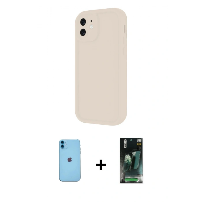 MARSİLYAN™- iPhone 11 Kılıf Yankı Yansıma Özel Seri - Şeffaf 360 Full Body Arka Koruyucu + Neon Fosforlu Kamera Lens - MI