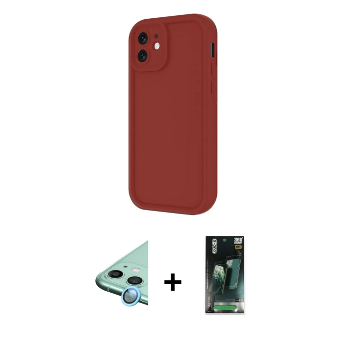 MARSİLYAN™- iPhone 11 Kılıf Yankı Yansıma Özel Seri - Şeffaf 360 Full Body Arka Koruyucu + Raze Metal Kamera Lens - MI