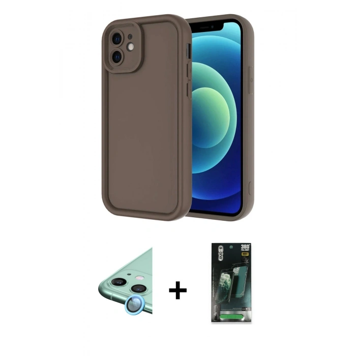 MARSİLYAN™- iPhone 11 Kılıf Yankı Yansıma Özel Seri - Şeffaf 360 Full Body Arka Koruyucu + Raze Metal Kamera Lens - MI