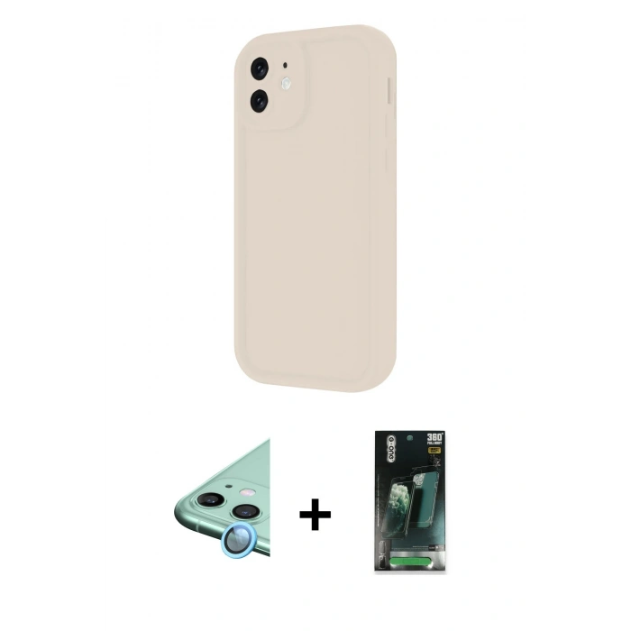 MARSİLYAN™- iPhone 11 Kılıf Yankı Yansıma Özel Seri - Şeffaf 360 Full Body Arka Koruyucu + Raze Metal Kamera Lens - MI