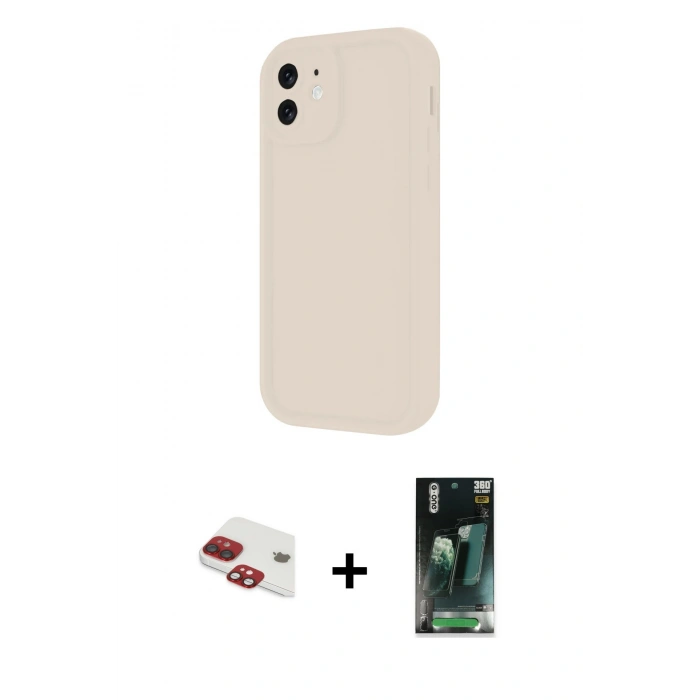 MARSİLYAN™- iPhone 11 Kılıf Yankı Yansıma Özel Seri - Şeffaf 360 Full Body Arka Koruyucu + Pers Alüminyum Kamera Lens - KI