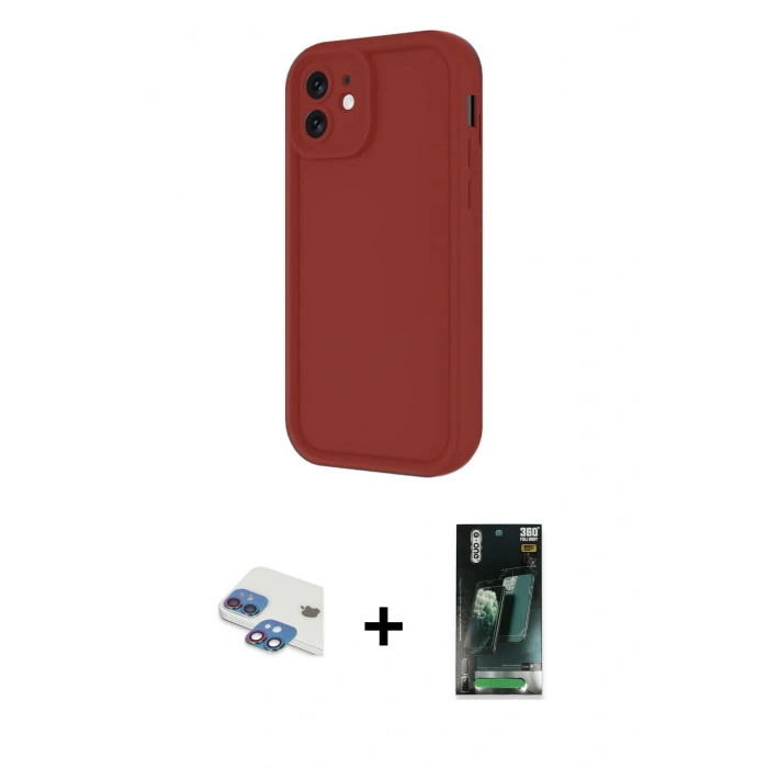 MARSİLYAN™- iPhone 11 Kılıf Yankı Yansıma Özel Seri - Şeffaf 360 Full Body Arka Koruyucu + Pers Alüminyum Kamera Lens - GI