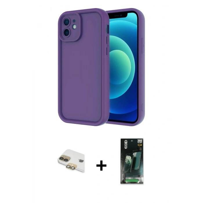 MARSİLYAN™- iPhone 11 Kılıf Yankı Yansıma Özel Seri - Şeffaf 360 Full Body Arka Koruyucu + Pers Alüminyum Kamera Lens - GD