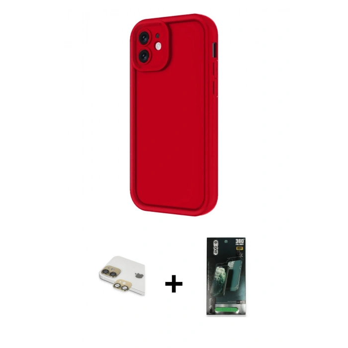 MARSİLYAN™- iPhone 11 Kılıf Yankı Yansıma Özel Seri - Şeffaf 360 Full Body Arka Koruyucu + Pers Alüminyum Kamera Lens - GD