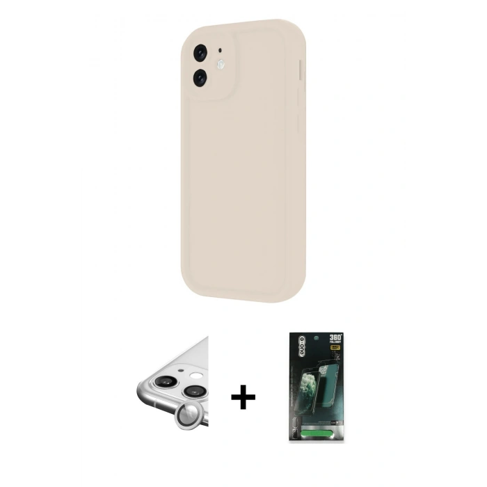 MARSİLYAN™- iPhone 11 Kılıf Yankı Yansıma Özel Seri - Şeffaf 360 Full Body Arka Koruyucu + Raze Metal Kamera Lens - GS